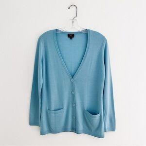 Talbots Petites V-Neck Button Front Merino Wool Cardigan